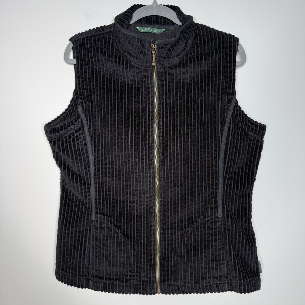 Woolrich Ribbed Zip Front Vest Black Womens Size L
